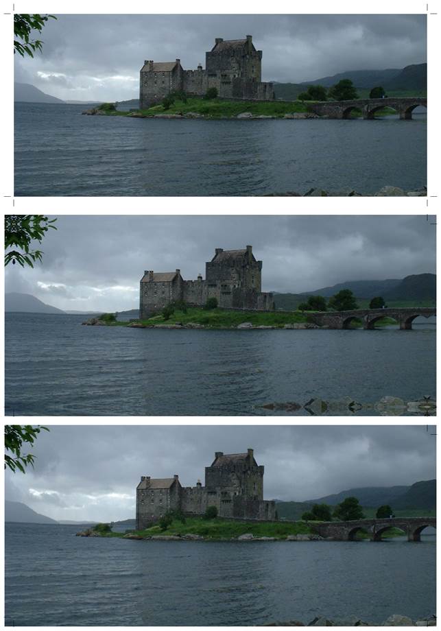 A collage of a castle on a small island with Castle Stalker in the background
Description automatically generated